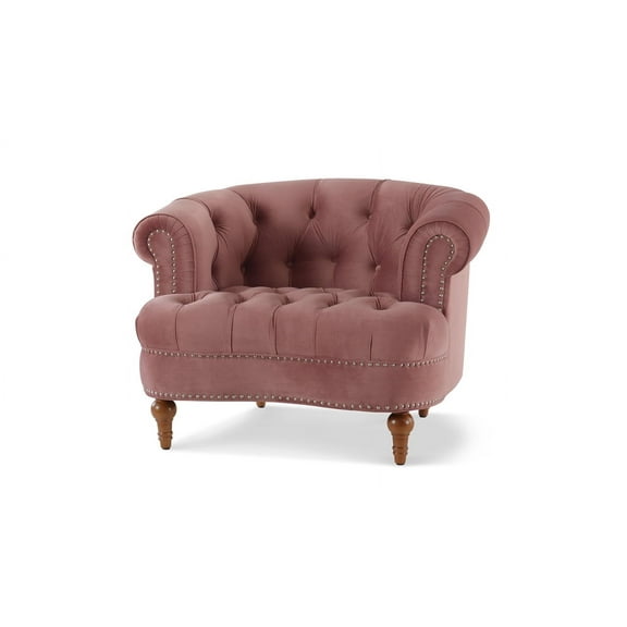 Jennifer Taylor Home La Rosa 42" Victorian Tufted Upholstered Living Room Accent Chair, Ash Rose Pink