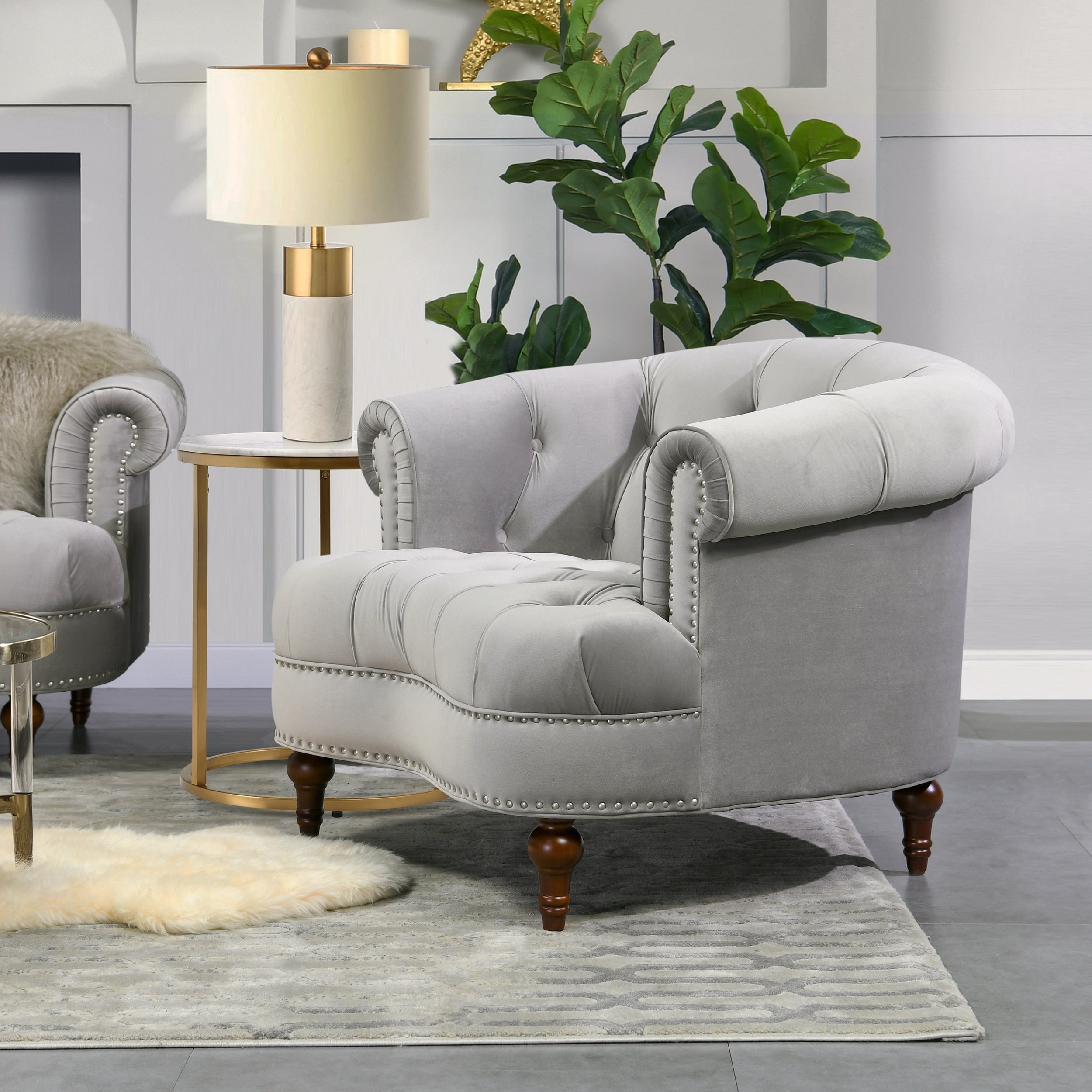 Jennifer Taylor Home La Rosa 42" Victorian Velvet Tufted Upholstered