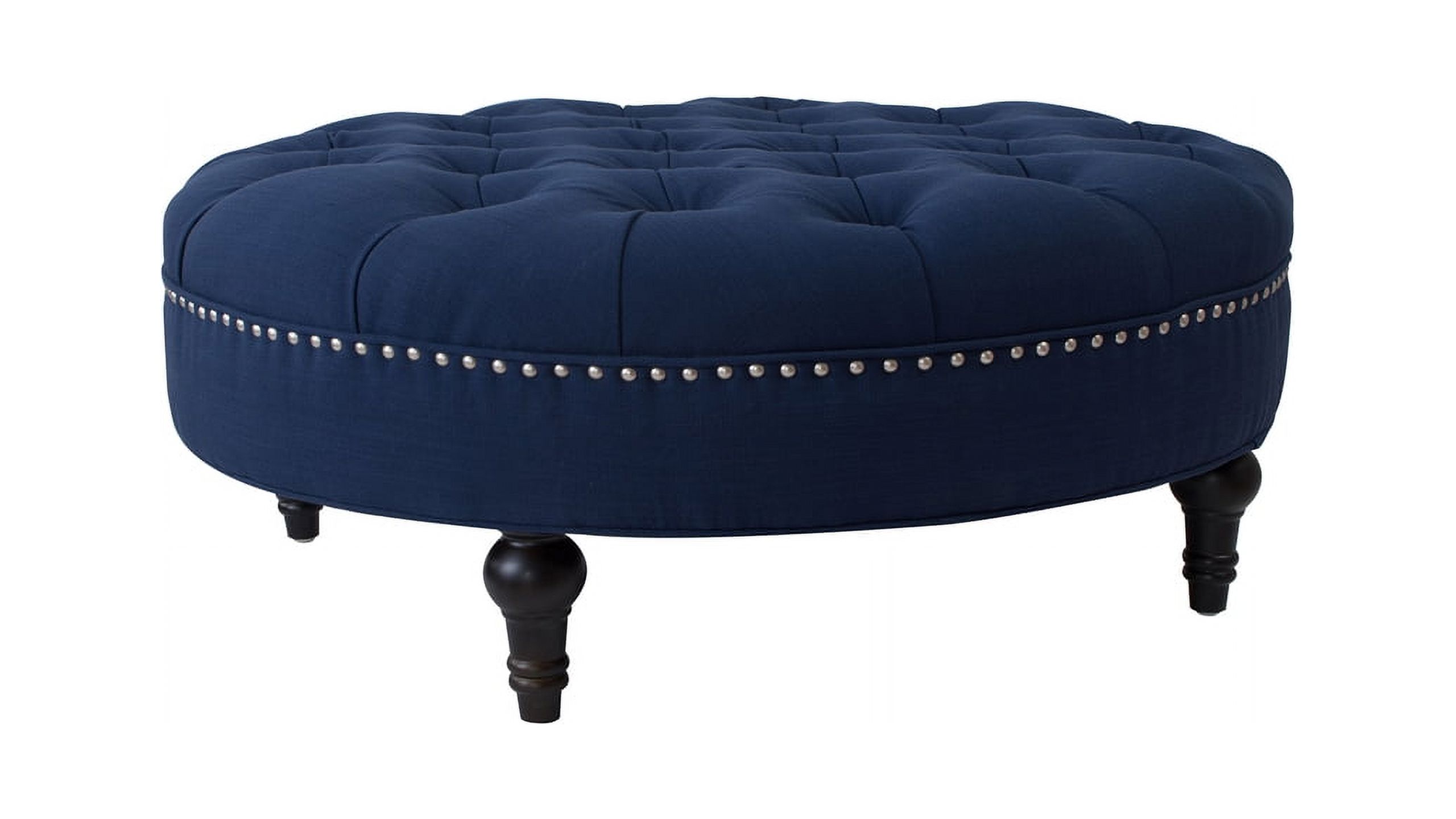 Jennifer Taylor Home Lana Tufted Round Ottoman, Midnight Blue - Walmart.com