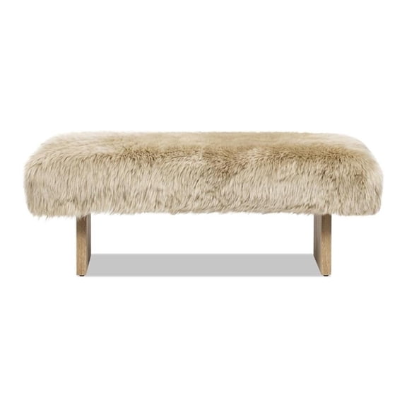 Jennifer Taylor Home Leda 49" Sheepskin Fur Rectangular Accent Bench, Natural Blonde Genuine Fur