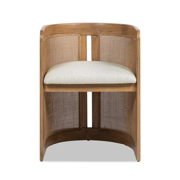 Lilith 20.5" Curved Rattan Upholstered Dining Chair White Pepper Stain Polyester