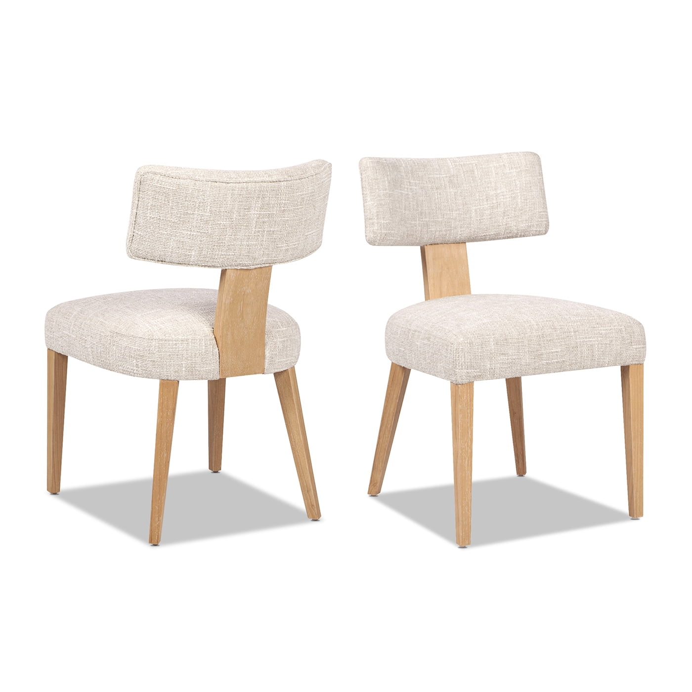 Jennifer Taylor Home Louise Split Back Upholstered Dining Side Chair, Set of 2, Travertine Beige Chenille