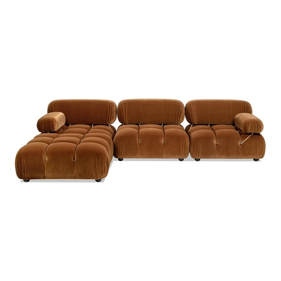 Jennifer Taylor Home Marcel 109.5" Bubble Modular Modern 4-Piece Reversible Sectional Sofa, Burnt Orange Performance Velvet