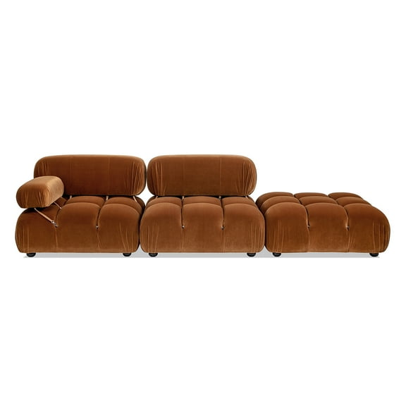 Jennifer Taylor Home Marcel 109.5" Bubble Modular Modern Chaise Single Arm 3-Piece Sofa, Burnt Orange Performance Velvet
