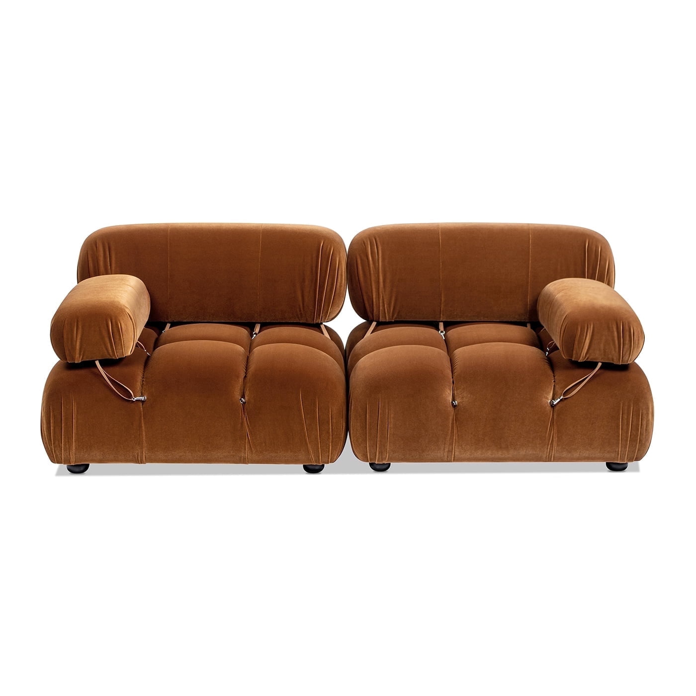 Jennifer Taylor Home Marcel 72.5" Bubble Modular Modern 2-Piece Loveseat Sofa, Burnt Orange Performance Velvet