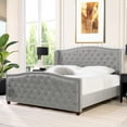 thumbnail image 1 of Marcella Upholstered Shelter Headboard Bed Set King Opal Grey Velvet, 1 of 5