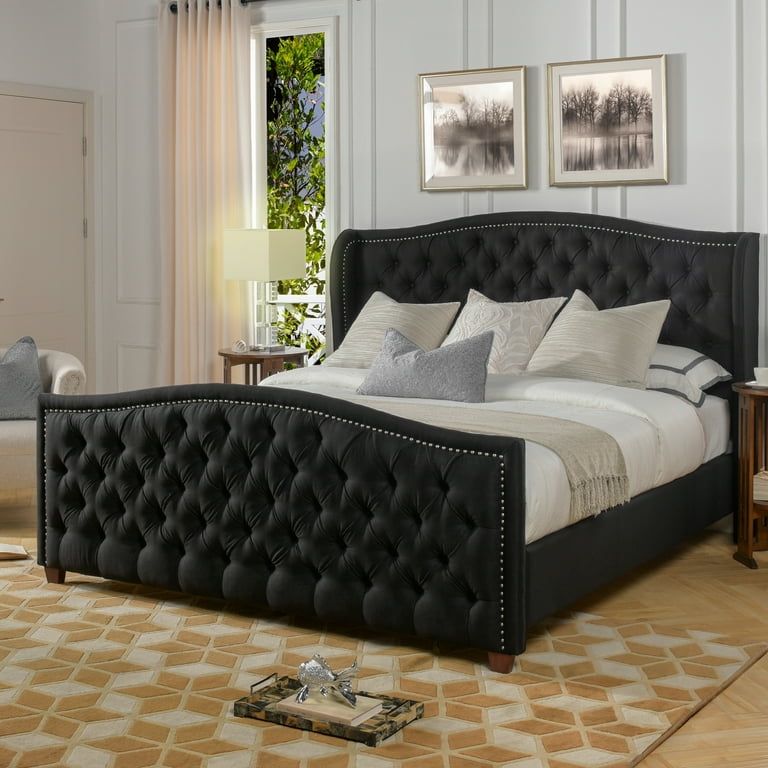 Marcella tufted wingback upholstered bed outlet