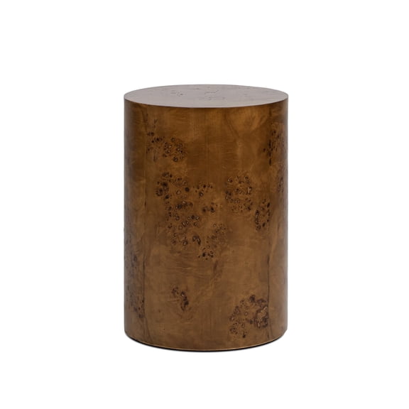 Jennifer Taylor Home Nebula 22" Accent Pillar Side Table, Medium Brown Walnut Burl Wood