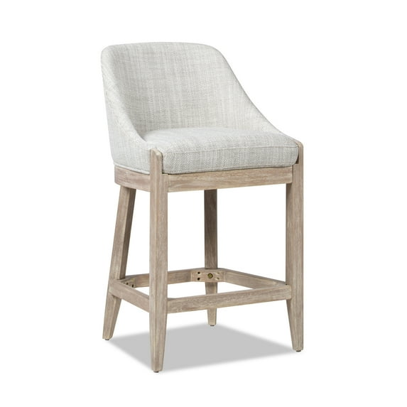 Jennifer Taylor Home Newport 26.5" Coastal Curved Back Upholstered Counter Stool, Two-Tone Neutral Gray Polyester Wool Blend