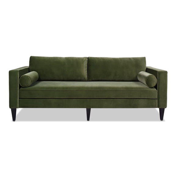 Nicholi 84" Mid Century Modern Sofa Olive Green Velvet