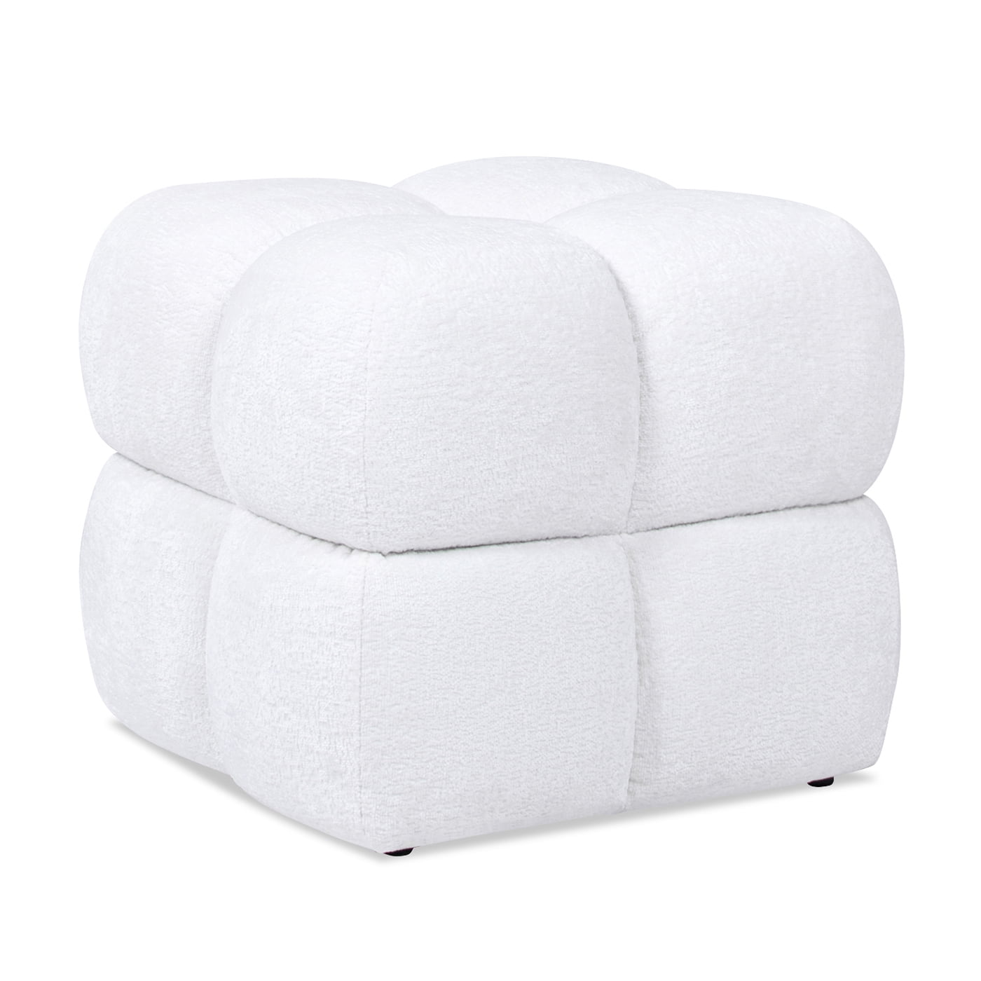 Jennifer Taylor Home Pixel 21" Oversized Square Tufted Pouf Ottoman, Almond White Chenille