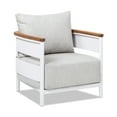 thumbnail image 1 of Jennifer Taylor Home Rhodes 29" Upholstered Teak & Aluminum Patio Arm Chair Birch Gray Chenille, 1 of 9