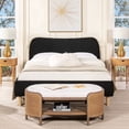 thumbnail image 1 of Jennifer Taylor Home Roman Curved Headboard Upholstered Platform Bed, Queen, Ebony Black Boucle, 1 of 10
