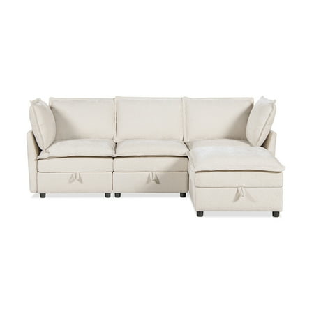 Sadie 95" Reversible Chaise Modular Sectional Sofa-in-a-Box with Storage Beige