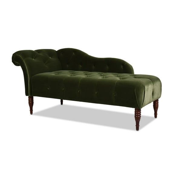Jennifer Taylor Home Samuel Tufted Roll Arm Chaise Lounge Olive Green Velvet