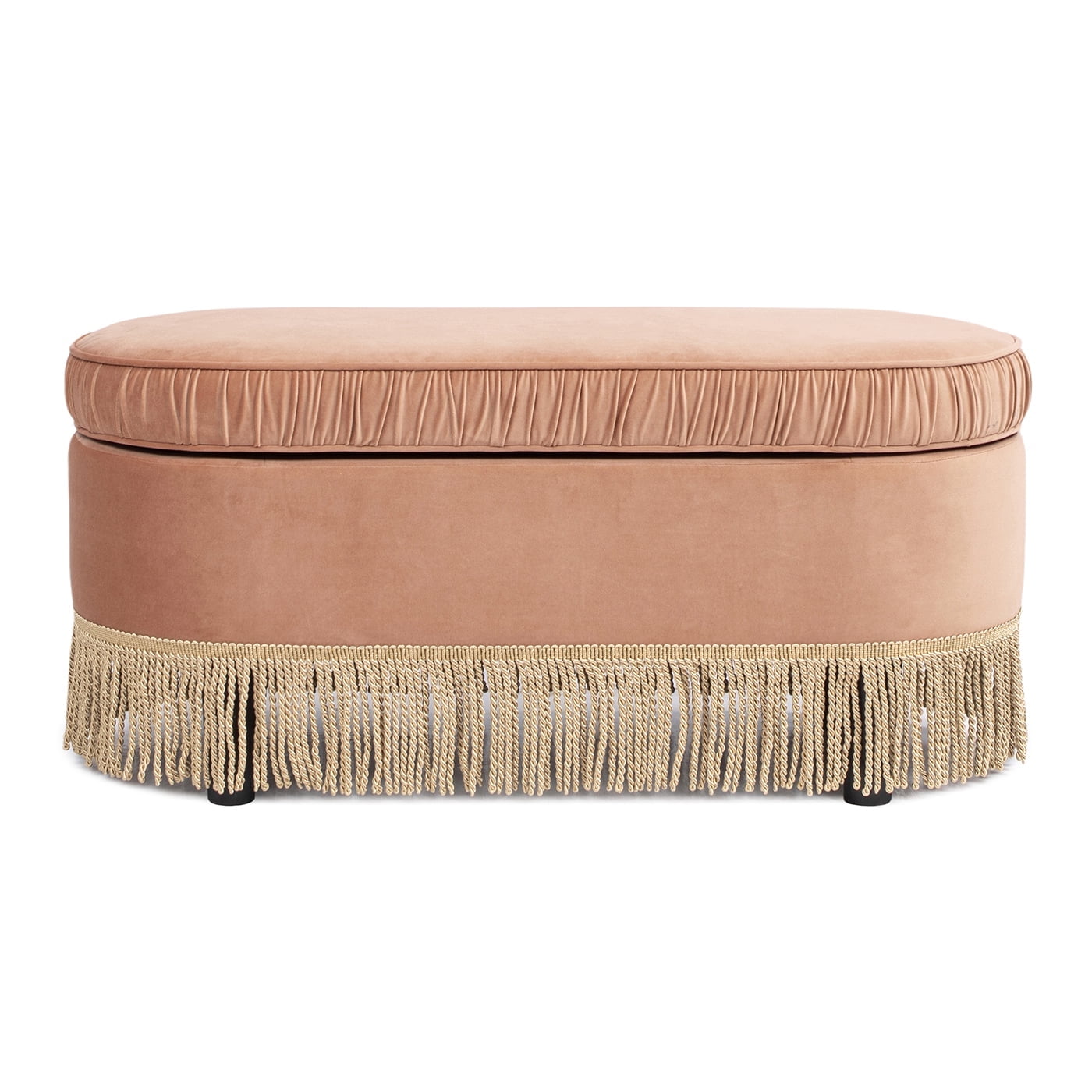 Jennifer Taylor Home Serena 38" Oval Storage Bench Ottoman, Peach Orange Velvet