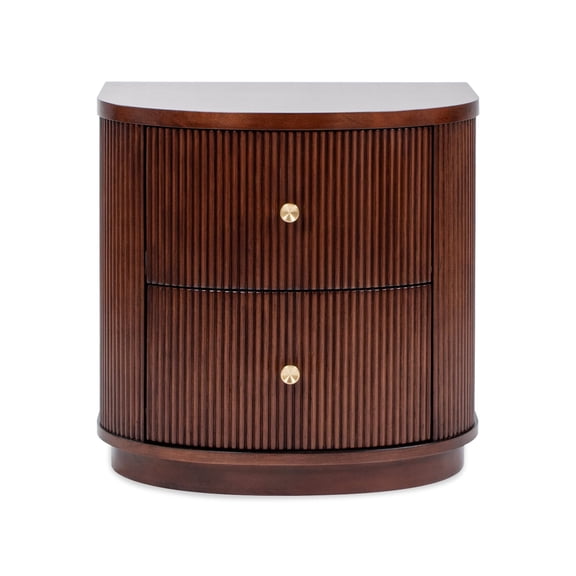 Jennifer Taylor Home Valentine 24" 2-Drawer Storage Side Table, Dark Walnut Beech Wood