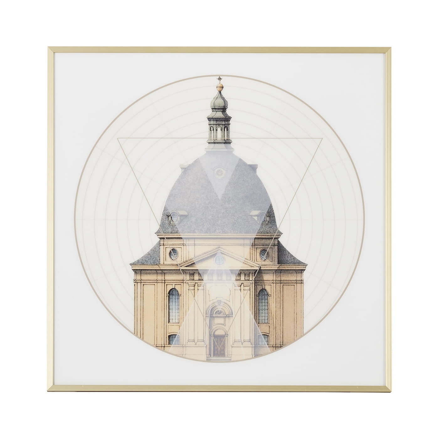 Gold Framed Architectural Cityscape Canvas Print, 24" x 24"