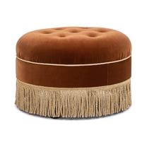 Jennifer Taylor Home Yolanda 24" Round Upholstered Accent Ottoman, Burnt Orange Performance Velvet