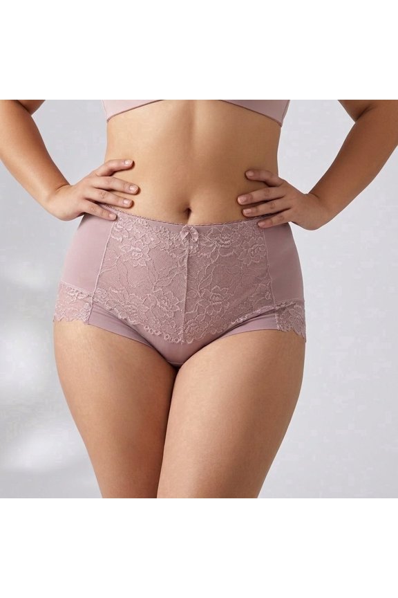 Jennifer Women's 4 Pack High Rise Exquisite Lace Leg Opening Design Briefs