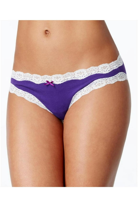 Jennifer by Jennifer Moore Womens Lace Trim Cotton Bikini Panty Purple XXL