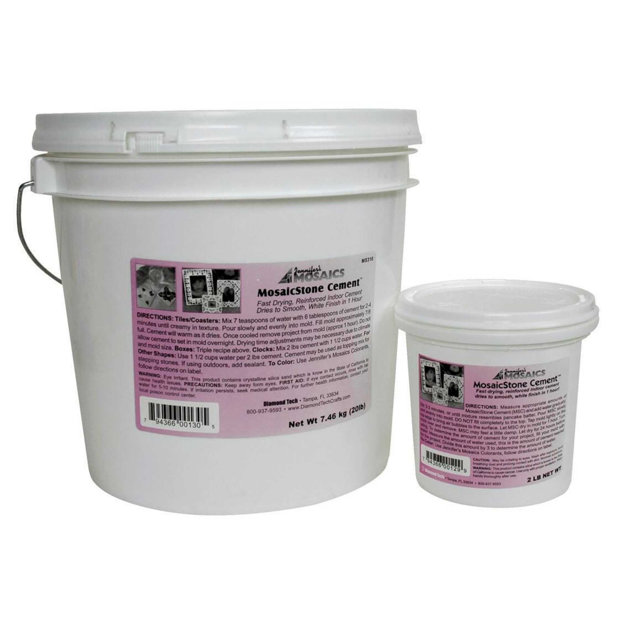 Jennifer's Mosaics Fast Dry Mosaic Stone Cement, 2 lb Bucket, White