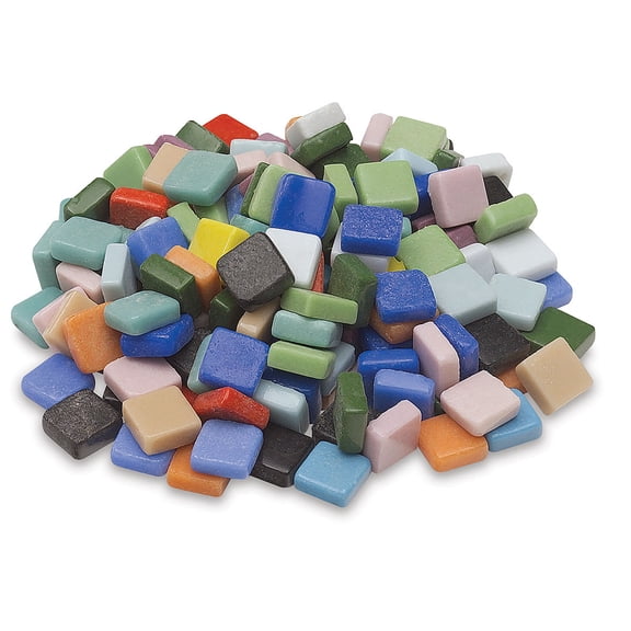 Jennifer's Mosaics Square Glass Mosaic Tiles, 3/8 Inch, Assorted Colors, 3 Pounds