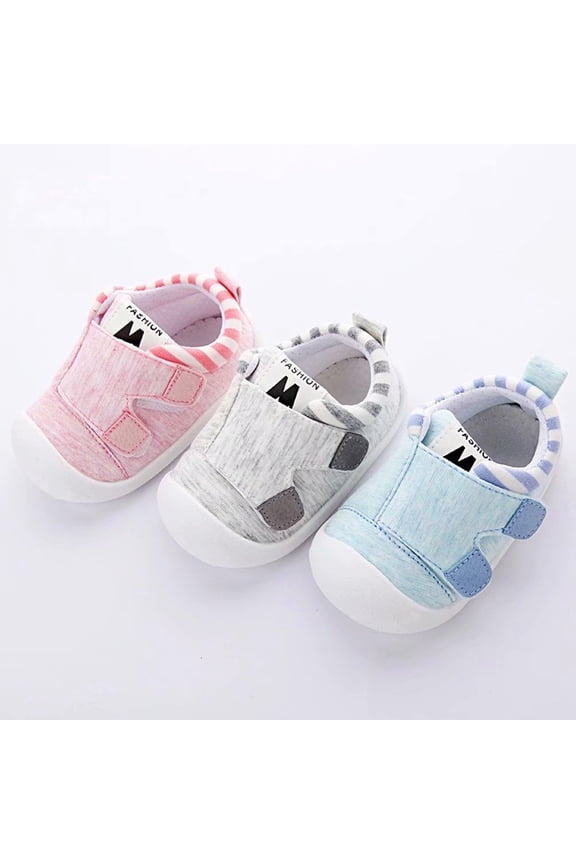 Baby Boys Girls Soft Sole Toddler Shoes Anti-Slip Rubber Sole Double Hook and Loop Tapes Sneakers-Pink,5.11 inch,12-18 monthes