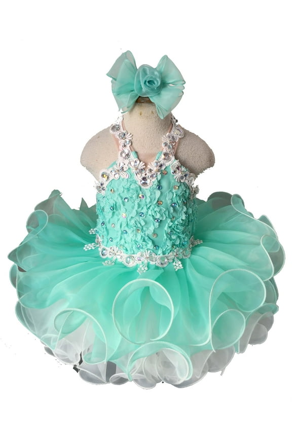 Jenniferwu G040-2 Infant Toddler Baby Newborn Little Girl's Pageant Party Birthday Dress Blue Size 0-3M