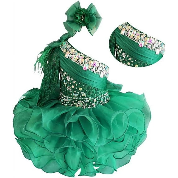 Jenniferwu G068E Infant Toddler Baby Newborn Little Girl's Pageant Party Birthday Dress Green 3T