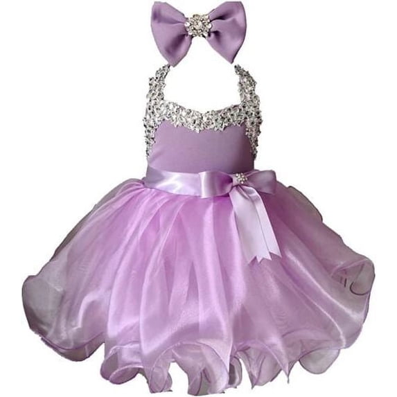 Jenniferwu G079 Infant Toddler Baby Newborn Little Girl's Pageant Party Birthday Dress Lilac Size 3-6M