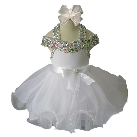 Jenniferwu G081D Infant Toddler Baby Newborn Little Girl's Pageant Party Birthday Dress White Size 6-9M