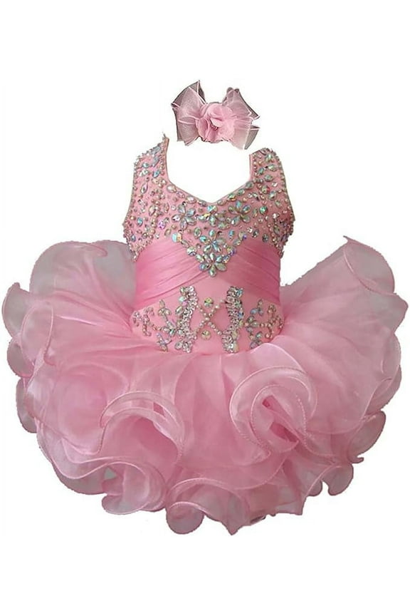Jenniferwu G153 Infant Toddler Baby Newborn Little Girl's Pageant Party BirthdayDress (as1, Age, 6_Months, 9_Months, Pink)