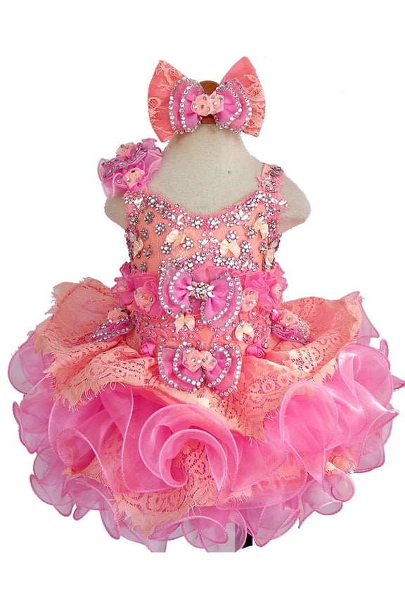 Jenniferwu G274 Infant Toddler Baby Newborn Little Girl's Pageant Party Birthday Dress Pink (as1, Age, 12_Months, 18_Months)