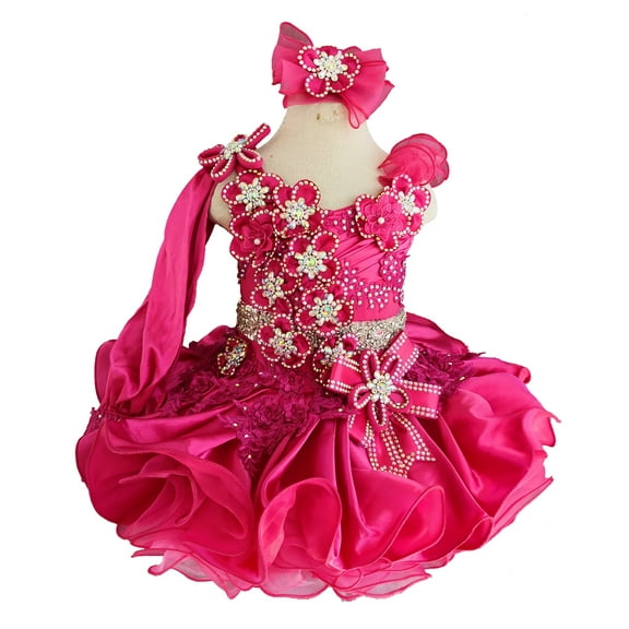 Jenniferwu G535HP Infant Toddler Baby Newborn Little Girl's Pageant Party Birthday Dress hotpink 6-12Months
