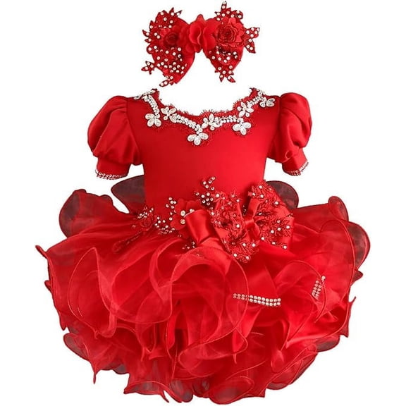 Jenniferwu G589RED Infant Toddler Baby Newborn Little Girl's Pageant Party Birthday Dress (as1, Age, 18_Months, 24_Months)