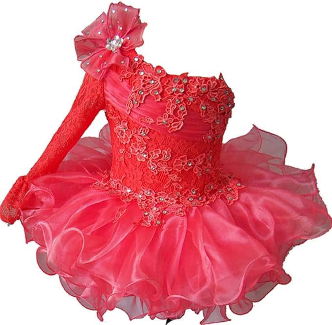 Jenniferwu Girls' Pageant Birthday Dress - Pink Tutu With Sequins & Bow, Size 18-24 Months