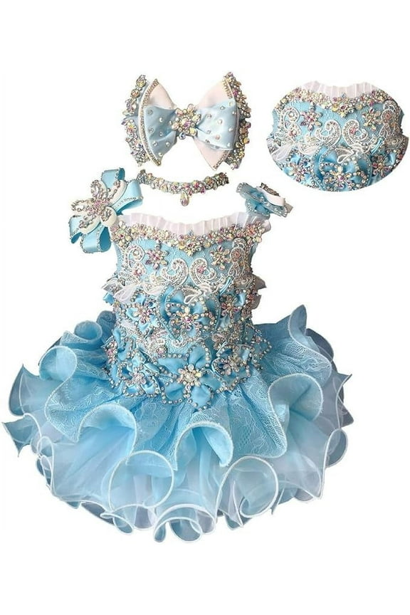 Jenniferwu Infant Toddler Baby Newborn Little Girl's Pageant Party Birthday Dress G016B Blue Size 3T