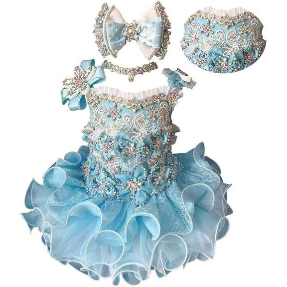 Jenniferwu Infant Toddler Baby Newborn Little Girl's Pageant Party Birthday Dress G016B Blue Size 9-12M