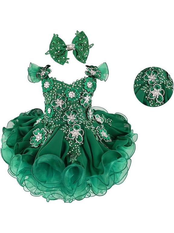 Jenniferwu Infant Toddler Baby Newborn Little Girl's Pageant Party Birthday Dress G588 Green 9-12Months