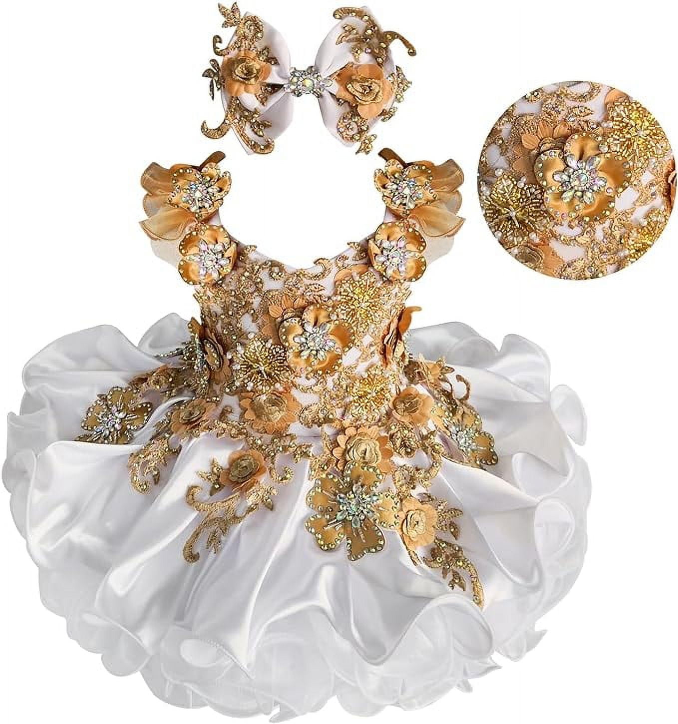 gold newborn dress Jennifer Wu Jenniferwu Infant Toddler Baby Little Girl's Pageant Party Birthday G588wg Size 6-12m, Infant Girl's, Size: 6-12 Months RS
