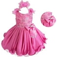 thumbnail image 1 of Jenniferwu Newborn Little Girl's Pageant Party Birthday Dress Sequins lace Fabric Dress G190-2 Deep Pink 18-24M, 1 of 6