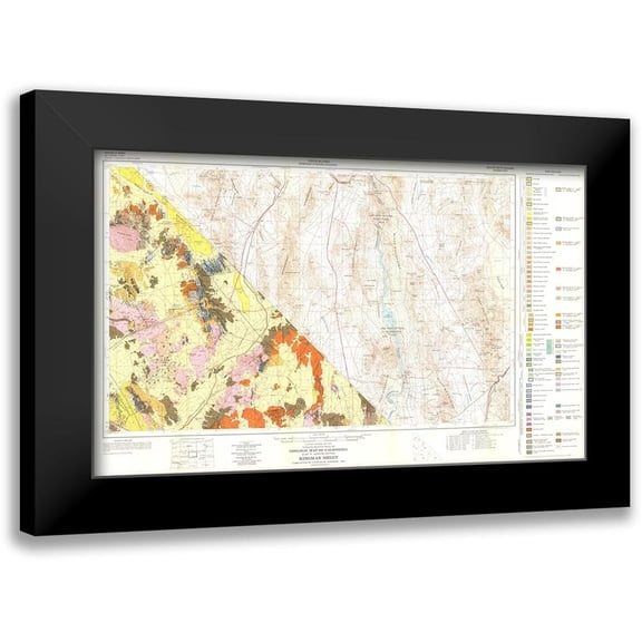 Jennings 24x16 Black Modern Framed Museum Art Print Titled - Geologic California Kingman Sheet - Jennings 1956