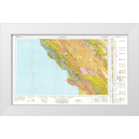 Jennings 24x16 White Modern Wood Framed Museum Art Print Titled - San Luis Obispo Sheet California Mines