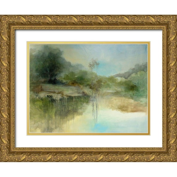 Jennings, J Austin 24x19 Gold Ornate Wood Framed with Double Matting Museum Art Print Titled - The Lazy Day