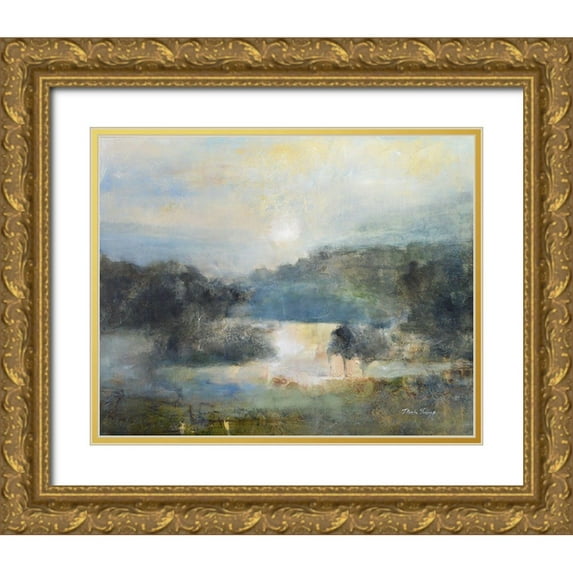 Jennings, J Austin 32x26 Gold Ornate Wood Framed with Double Matting Museum Art Print Titled - Valley Blue