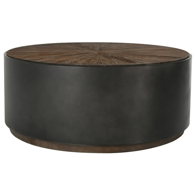 Black wood drum coffee cheap table