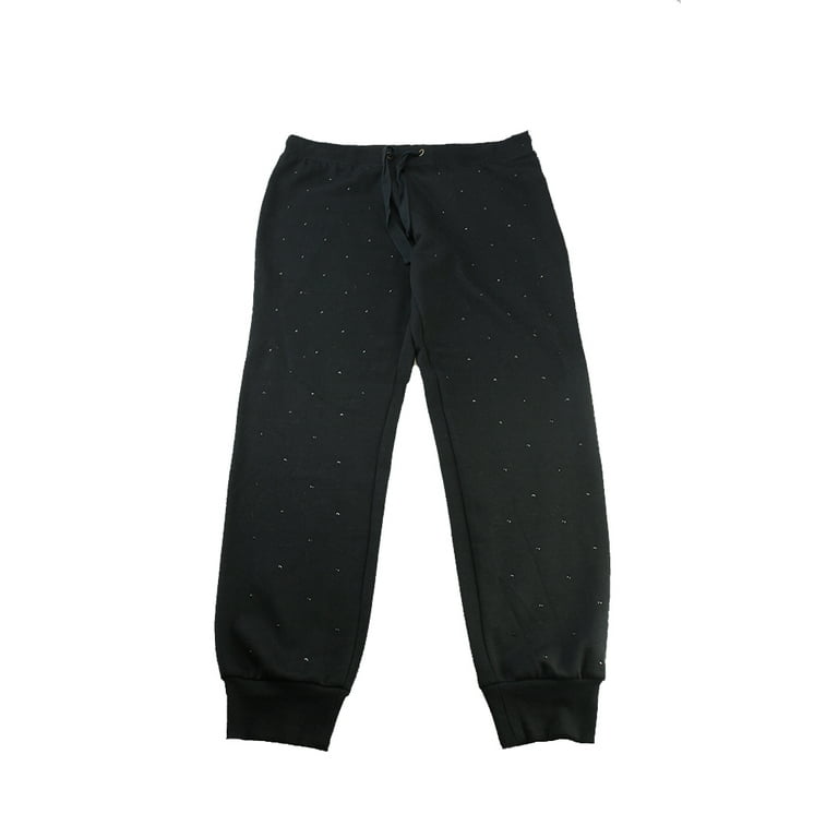 Jenny Black Drawstring Rhinestone Sweatpants L Walmart