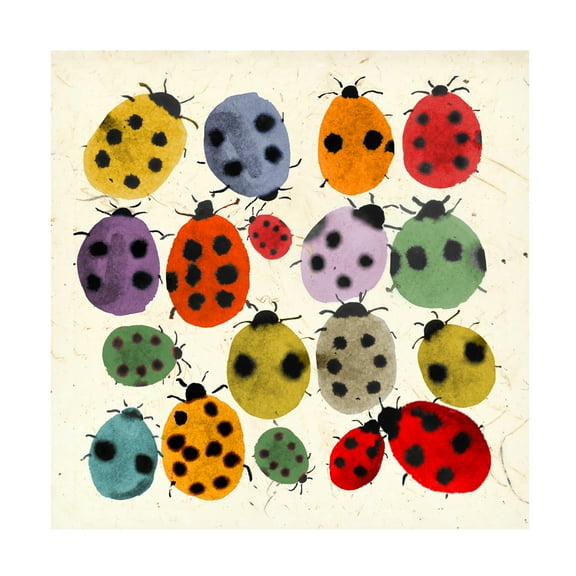 Jenny Frean 'Inky Ladybirds' Canvas Art - 14 x 14 Inches