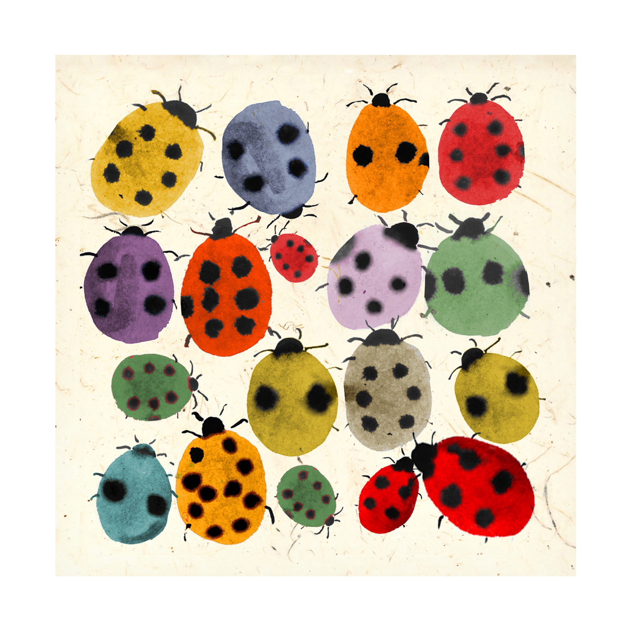 Jenny Frean 'Inky Ladybirds' Canvas Art - 35 x 35 Inches